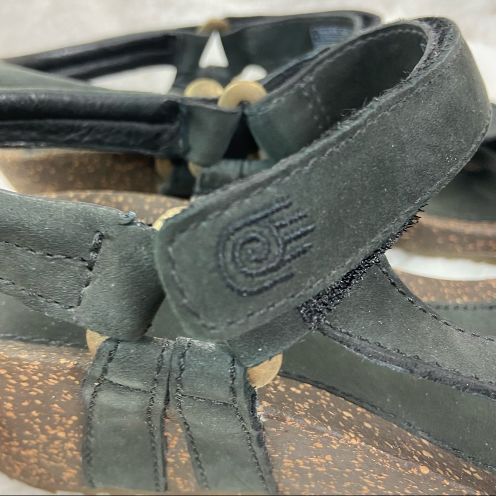 Teva Ventura Women 4220 Charcoal Leather Cork Wedges Strap Ankle Sandals Sz 10 - Picture 4 of 6